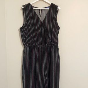 Apt. 9 Black, Pink and White Pinstriped Jumpsuit, sleeveless w/ v-neck